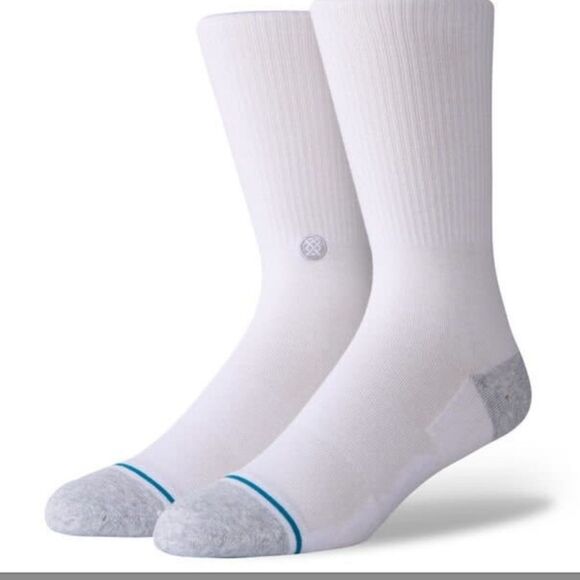 STANCE MEN’S NWT SOCKS ICON ST 200 IN WHITE SIZE EXTRA LARGE WITH INFIKNIT - Picture 1 of 5